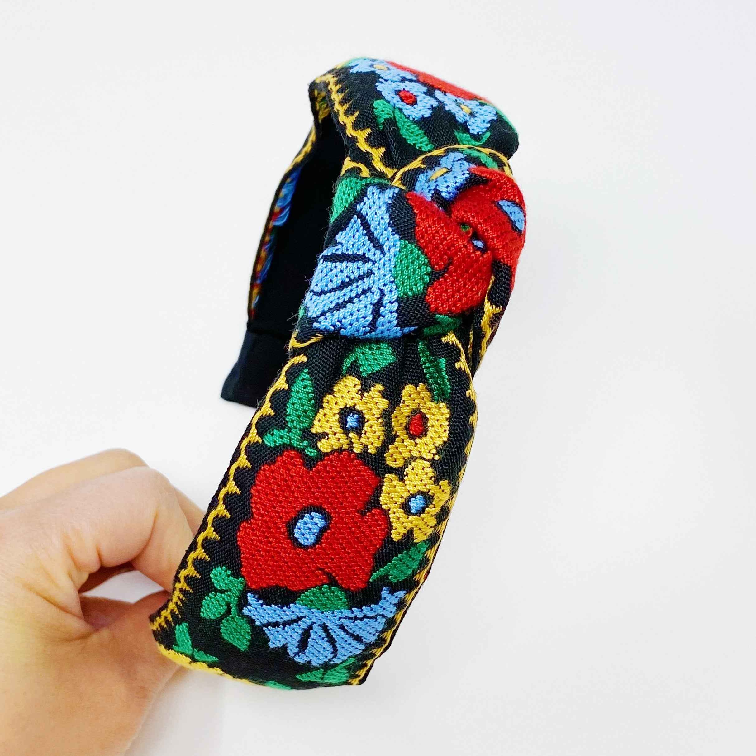 French Floral Embroidered Headband With Soft Edges For Comfort